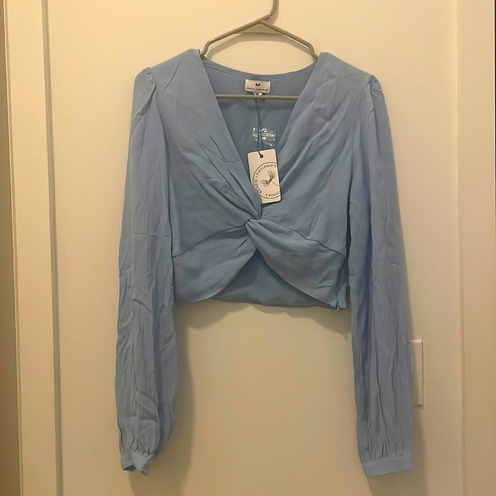 Francesscas blue long sleeve crop top